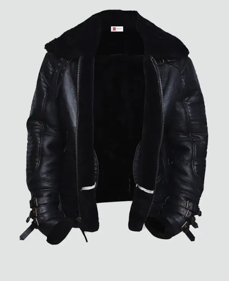 Mens Affliction Black Shearling Jacket
