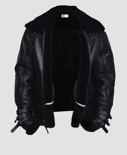 Mens Affliction Black Shearling Jacket