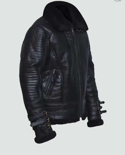 Mens Affliction Black Shearling Jacket