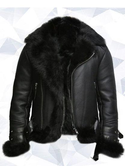 Mens Aviator Flying Jacket Real Shearling Sheepskin Toscana Flying Jacket Coat