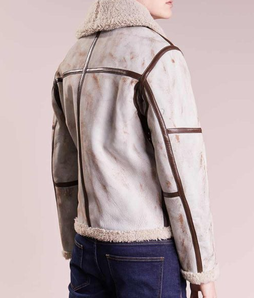 Mens Aviator Waxed White Leather Jacket