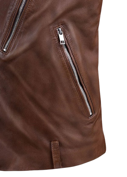 Mens Beast Spanish Brown Biker Leather Jacket