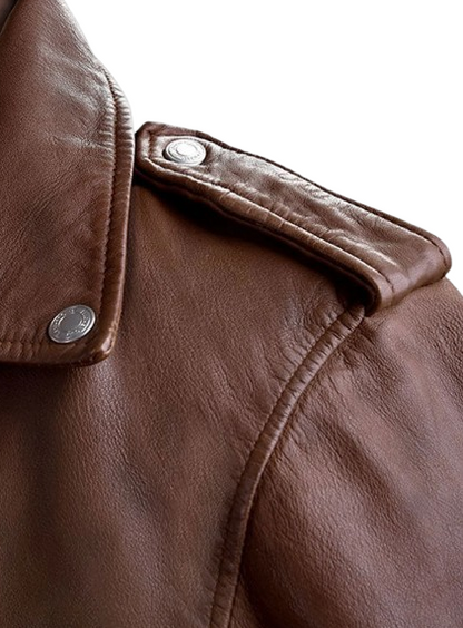 Mens Beast Spanish Brown Biker Leather Jacket