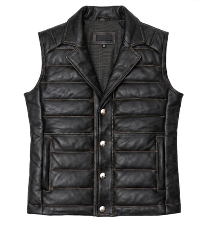 Mens Black Bridger Leather Down Vest
