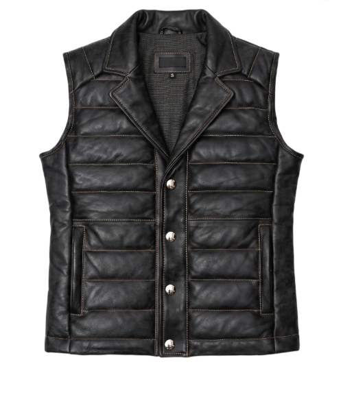 Mens Black Bridger Leather Down Vest