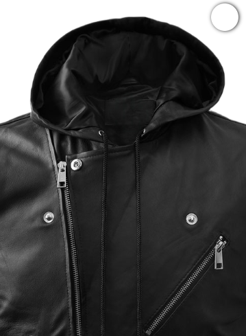 Mens Black Hooded Leather Vest