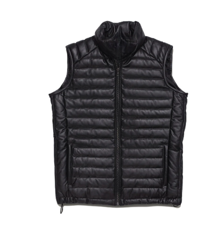 Mens Black Quilted Leather Vest