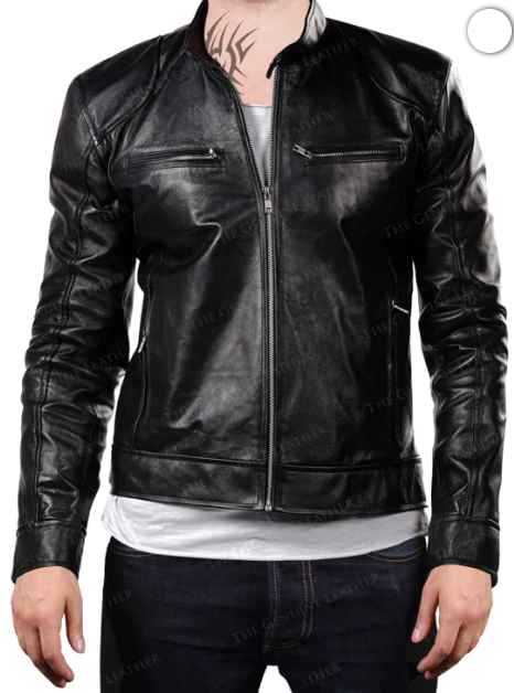 Mens Black Retro Motorcycle Jacket