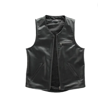 Mens Black Sheepskin Genuine Leather Vest