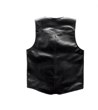 Mens Black Sheepskin Genuine Leather Vest