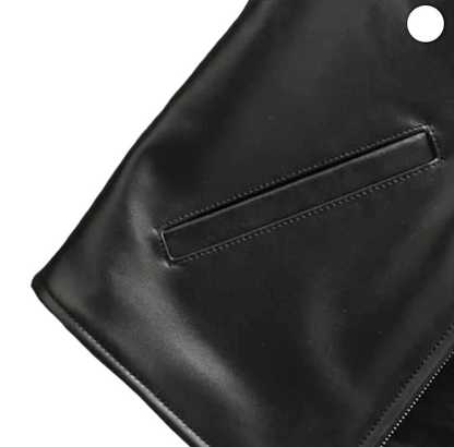 Mens Black Sheepskin Genuine Leather Vest