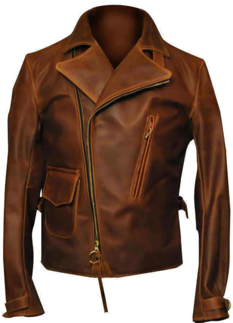 Mens Brando Cafe Racer Motorcycle Leather Jacket