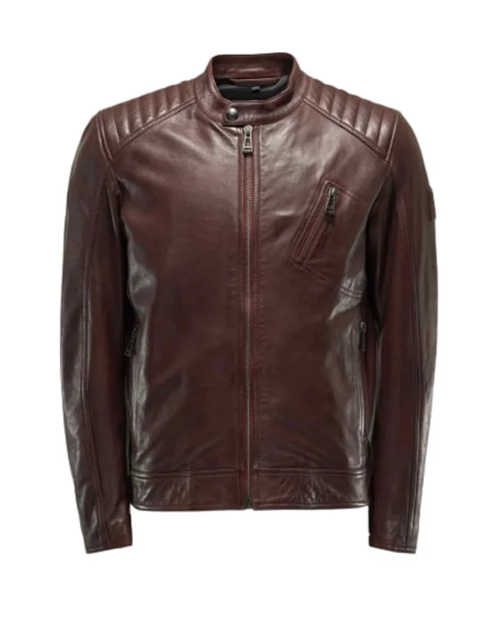 Mens Brown Cafe Racer Jacket