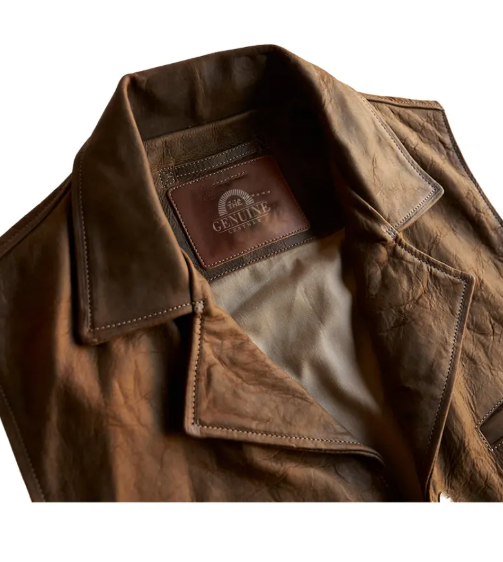 Mens Brown Retro Cowboy Leather Vest