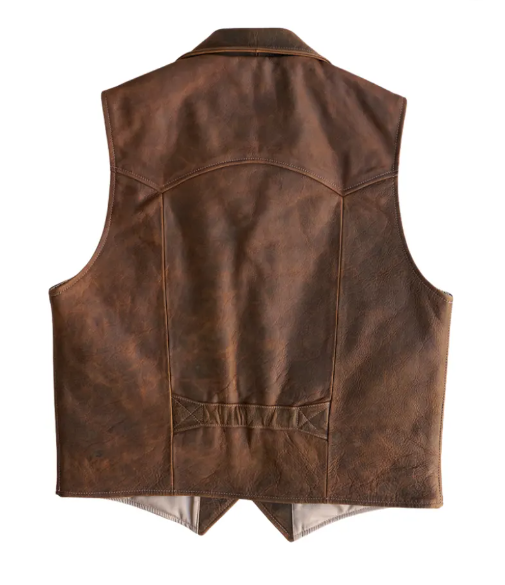 Mens Brown Retro Cowboy Leather Vest