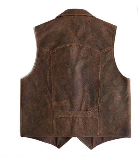 Mens Brown Sheepskin Leather Cowboy Vest