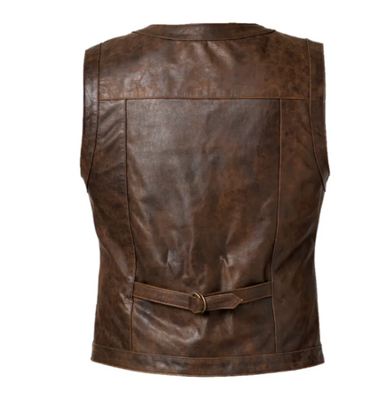 Mens Brown Vintage Leather Hunting Vest