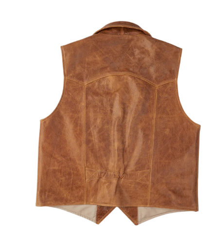 Mens Brown Western Cowboy Leather Vest