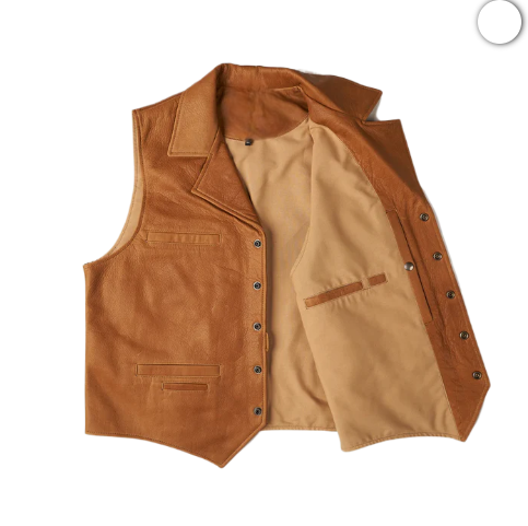 Mens Brown Western Cowboy Leather Vest