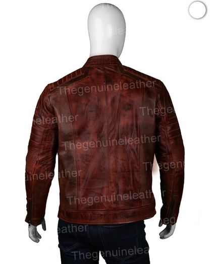 Mens Cafe Racer Brown Leather Jacket