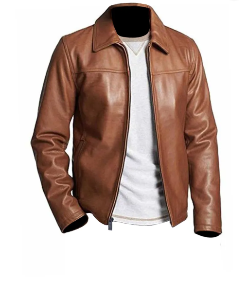 Mens Casual Brown Leather Jacket