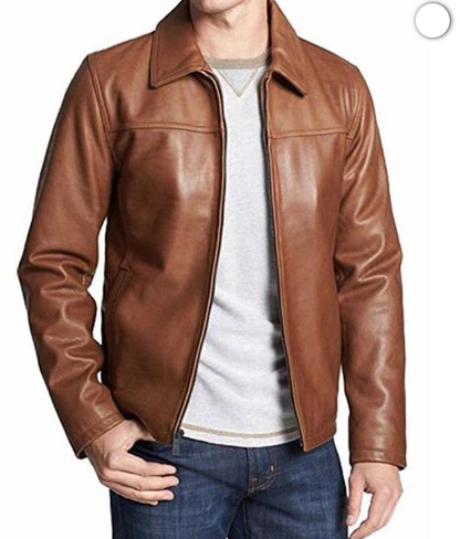 Mens Casual Brown Leather Jacket