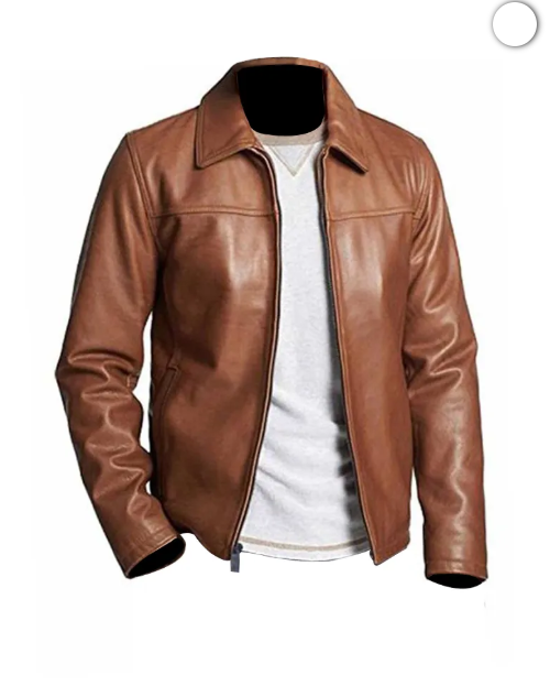 Mens Casual Brown Leather Jacket