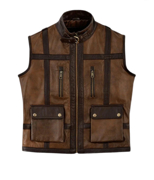 Mens Chocolate Brown Motorcycle Leather Vest
