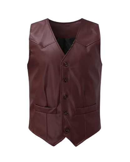 Mens Classic Club Style Leather Vest
