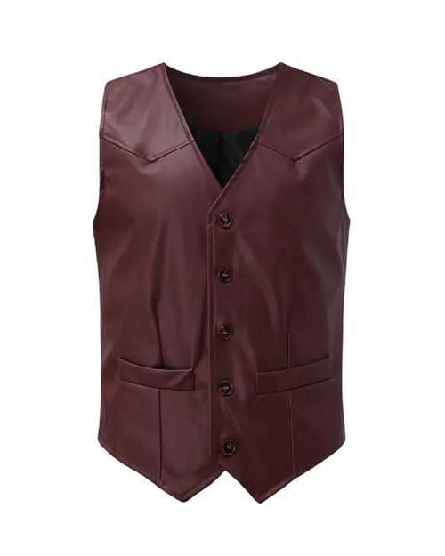 Mens Classic Club Style Leather Vest