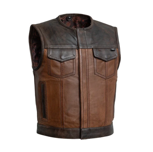 Mens Dark Brown Motorcycle Leather Vest