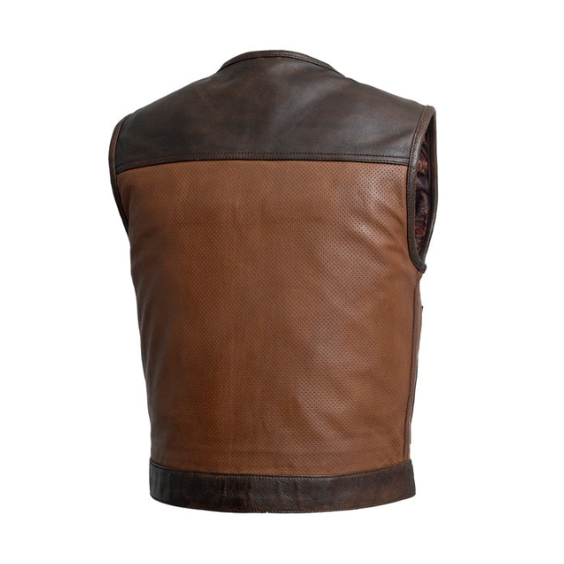 Mens Dark Brown Motorcycle Leather Vest