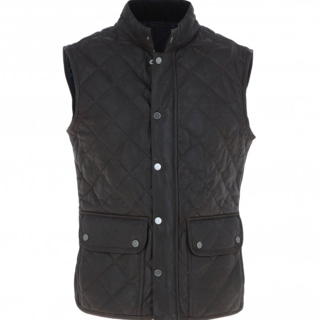 Mens Diamond Quilted Black Leather Vest
