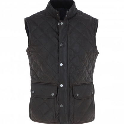 Mens Diamond Quilted Black Leather Vest