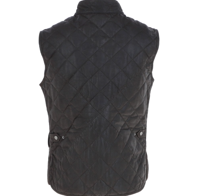 Mens Diamond Quilted Black Leather Vest