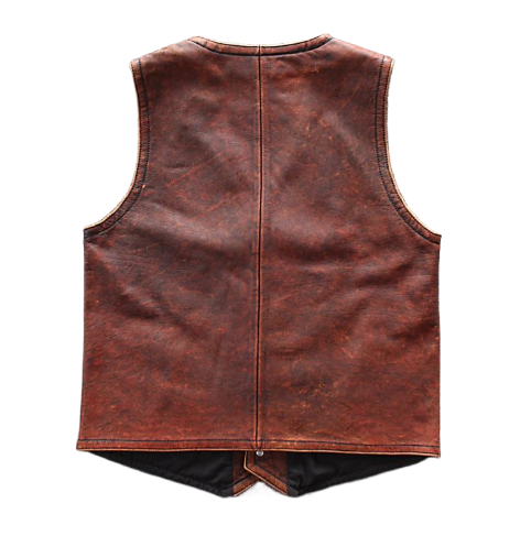 Mens Distressed Brown Leather Biker Vest