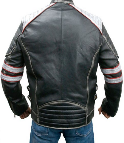 Mens Distressed Retro Cafe Racer Jacket