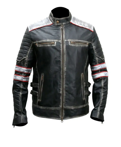 Mens Distressed Retro Cafe Racer Jacket