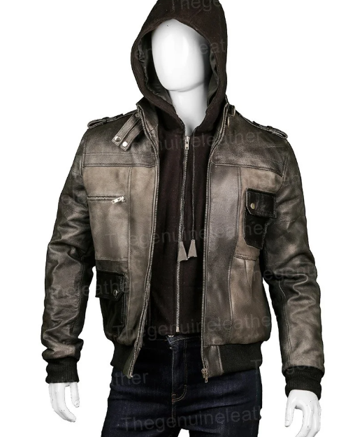 Mens Grey Leather Jacket