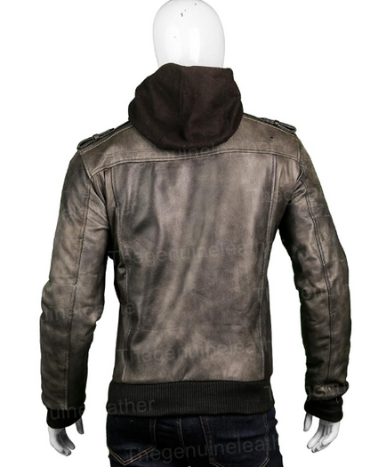Mens Grey Leather Jacket