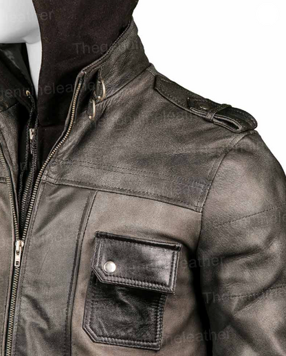 Mens Grey Leather Jacket