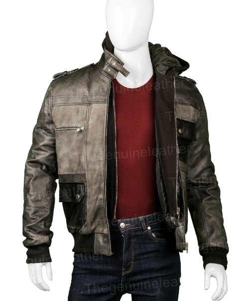 Mens Grey Leather Jacket