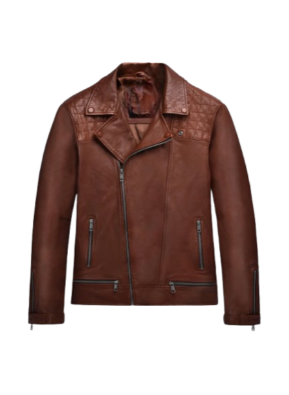 Mens Ironwood Tan Biker Leather Jacket