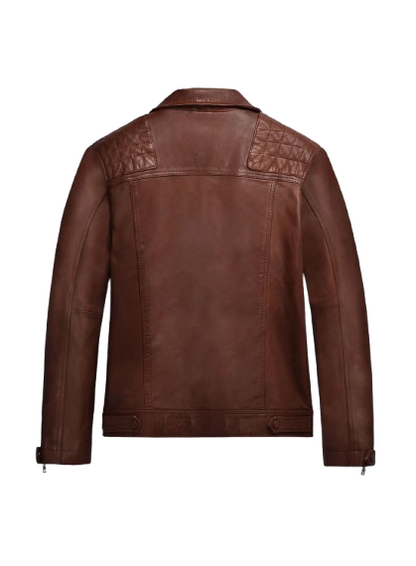 Mens Ironwood Tan Biker Leather Jacket