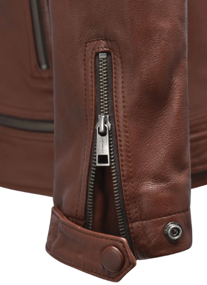Mens Ironwood Tan Biker Leather Jacket