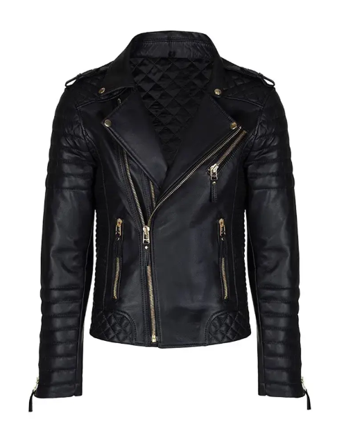 Mens Lambskin Motorcycle Black Leather Jacket