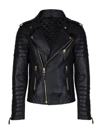 Mens Lambskin Motorcycle Black Leather Jacket
