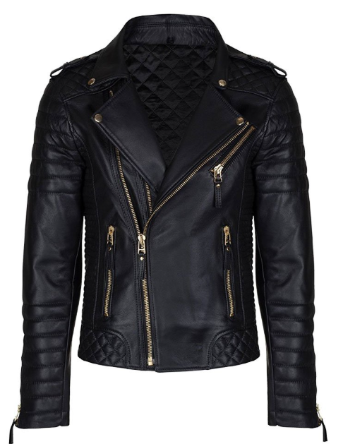 Mens Lambskin Motorcycle Black Leather Jacket