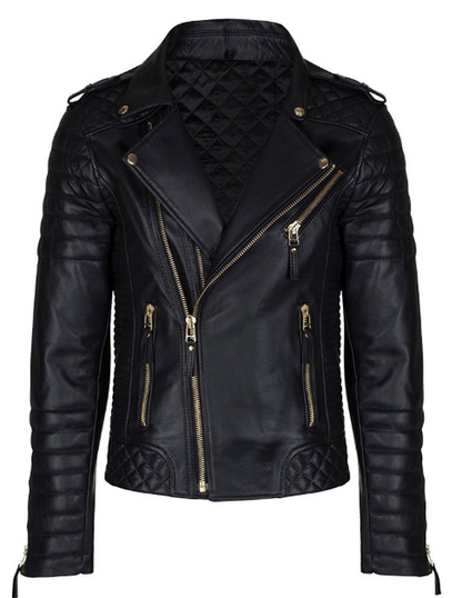 Mens Lambskin Motorcycle Black Leather Jacket