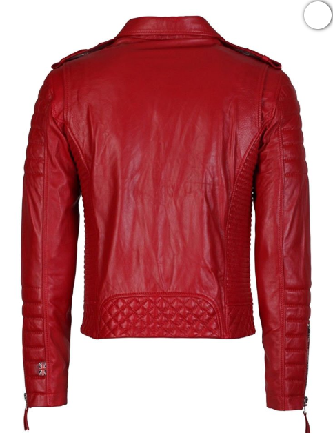 Mens Lambskin Motorcycle Red Leather Jacket